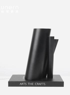 简约QTG圆柱交接花器软摆件样板间现客厅售楼处插花艺术代家居装