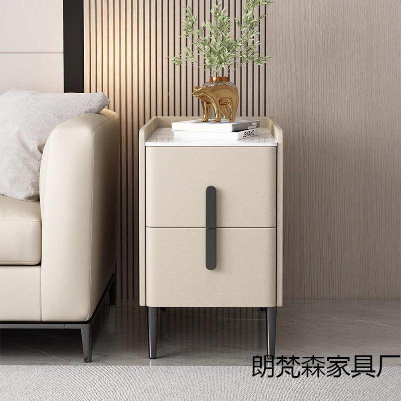 实木岩板沙发家用边柜风客厅加长Z-19超窄柜轻奢角奶迷你油床头柜