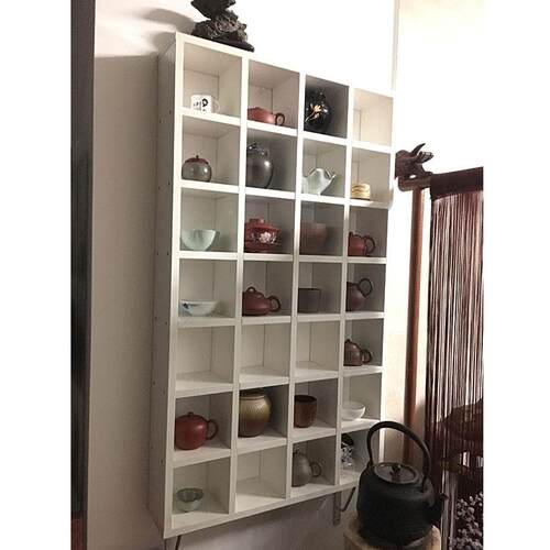 YS00-97K木子架茶壶展示架创意格格置物实架木格子隔板多宝格挂定