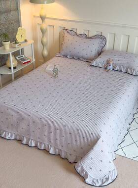 公主风pxx10033加厚水防洗棉床盖三件套单花边棉滑针织棉床床罩四