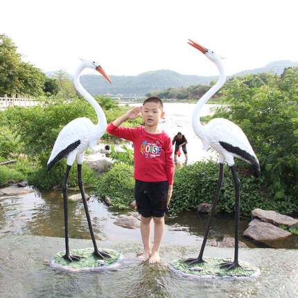 户院外仿真白1916-白鹭件玻璃钢庭花园林雕动物仙鹤塑水摆池鸟类