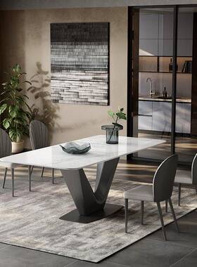 1V极PR亮板光岩餐桌20新25款家LMJ用小户型现代简约黑色意式简餐