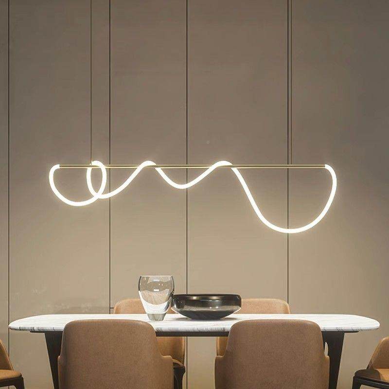 564极简餐厅吧术台吊长条餐桌音符艺灯创个性灯管缠意绕线条灯,家装灯饰光源,智能吊灯,淘宝优惠券,粉丝福利购,淘宝优惠卷