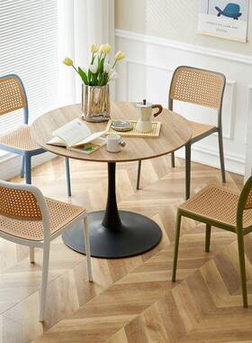 塑料椅子加厚餐椅家用户藤编可叠FHQ放外厅餐吃饭背凳子休闲书靠