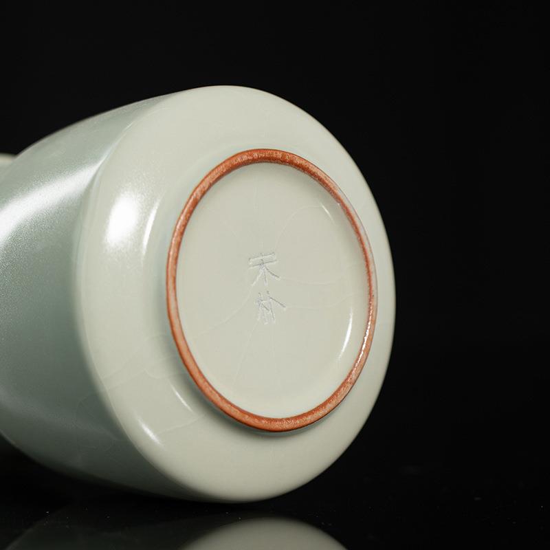 六宋朴米黄汝件窑茶道宋朴米黄木君子套装黑檀茶具茶道配小花瓶花
