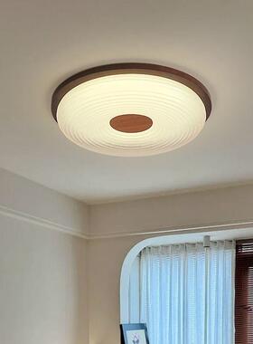 卧中古主室灯法式新创意款胡桃木69色实木房美式复古花瓣书间吸顶