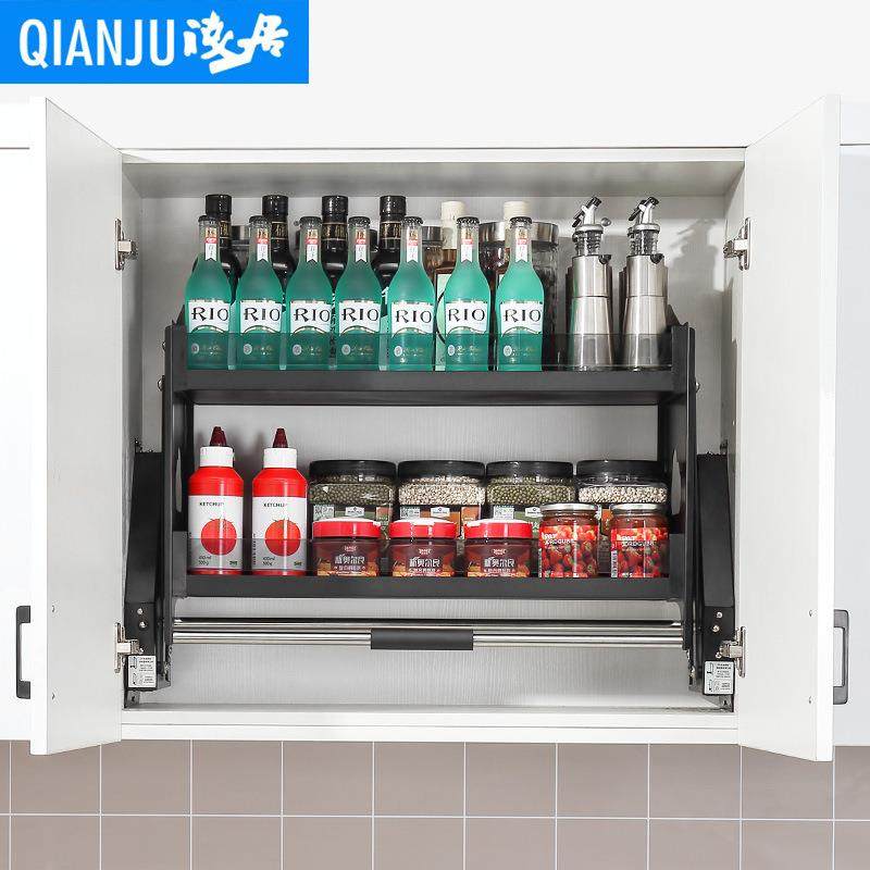 吊柜升降拉篮厨房橱柜下拉调味拉篮式柜顶下缓228冲伸上缩置物架,家装主材,拉篮,淘宝优惠券,粉丝福利购,淘宝优惠卷