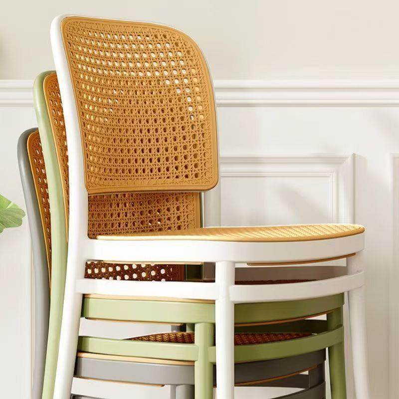 椅子藤餐椅家用塑料叠编户外网UXE红靠背椅小型户休闲扶放手桌椅