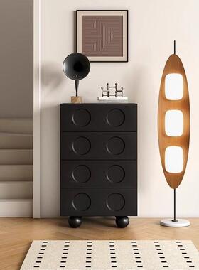 黑色物复古八斗柜卧室床尾收LAH纳边储柜斗客厅玄柜关柜电视沙发