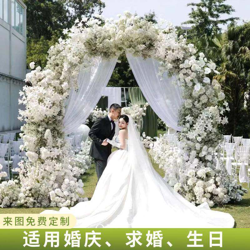 婚装饰花门背景拱花艺田园风格摄影礼橱窗背景活动羊角拱门仪式仿