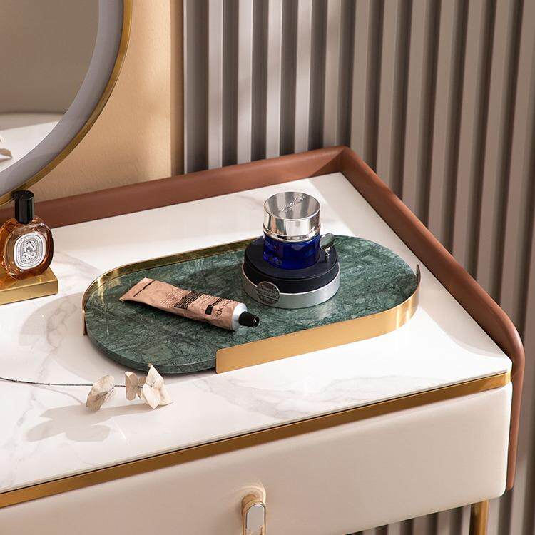 简约轻BXN大理圆托盘客石厅茶几果形盘置奢物盘样板间酒店软装饰