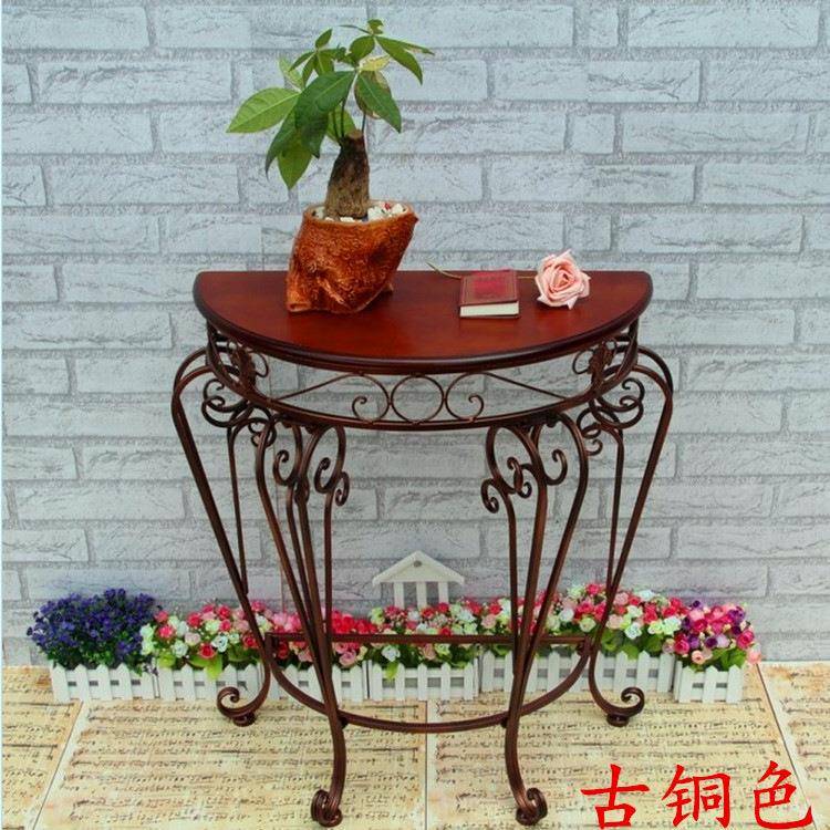 TX6477铁艺走廊玄关货桌关台墙边桌边几靠玄墙桌半台圆桌子案供桌