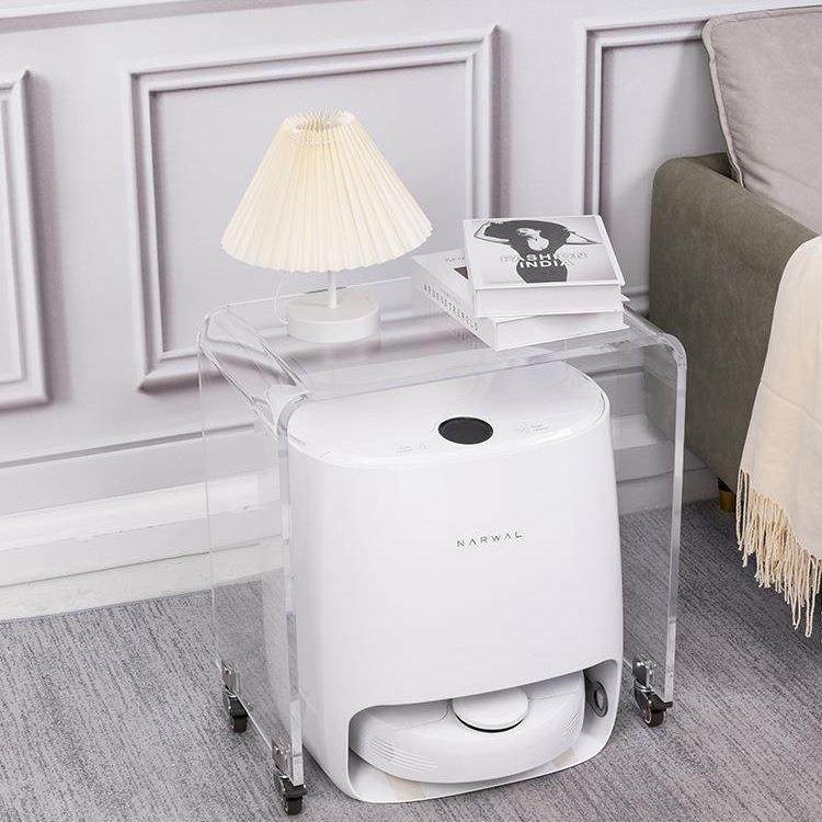 扫地机器人物架亚克子力边几收纳轮带小推车亚克力无品牌/透明置