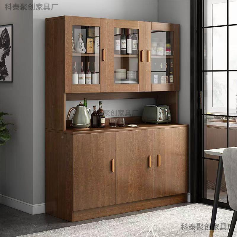 玻璃酒柜边柜子餐实00色餐柜客厅靠墙家用碗柜储物柜厨房橱备餐木