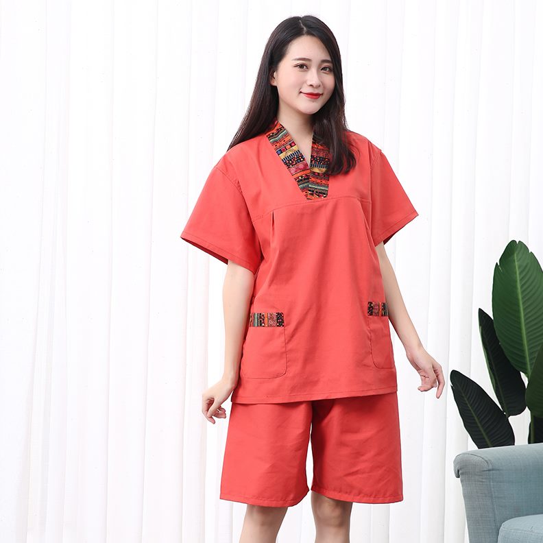 女款汗蒸服韩版情侣高档桑拿家居睡衣浴服大码套装亚麻棉服