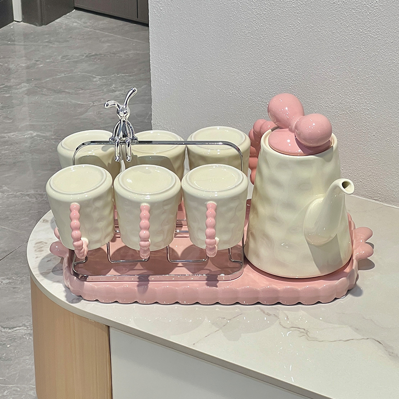 乔迁新居礼品2024新款茶具套装喝水杯家用杯子架子客厅陶瓷冷水壶