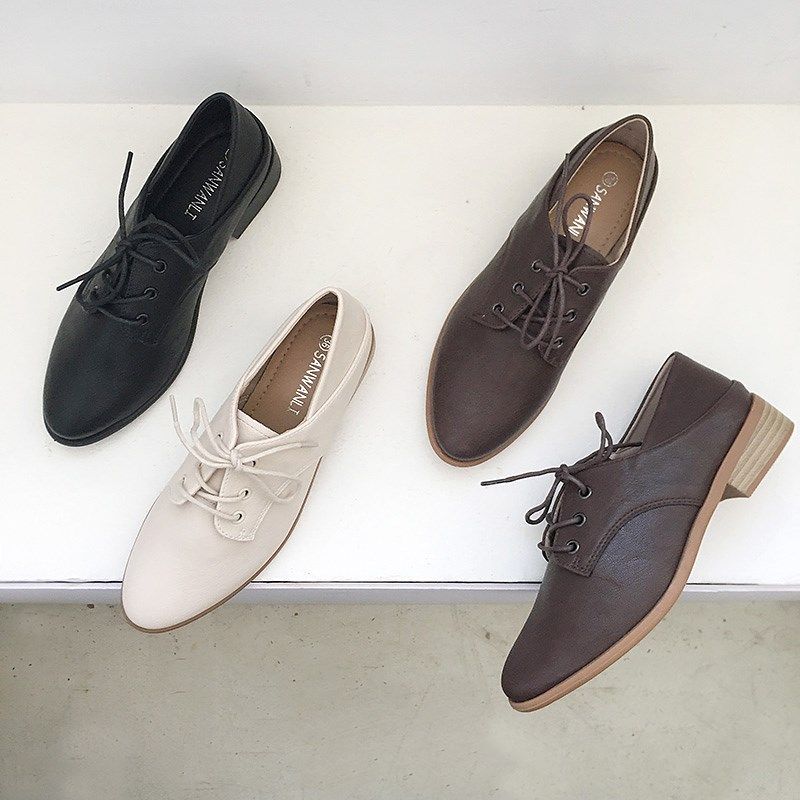 简约百搭软皮尖头绑带粗跟深口单鞋2024秋两穿可踩后跟英伦风女鞋,女鞋,牛津鞋/布洛克鞋/德比鞋,淘宝优惠券,粉丝福利购,淘宝优惠卷