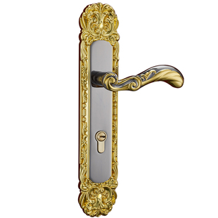 欧式门锁室内三件套豪华静音对开门门锁双开门把手房门锁大门锁具