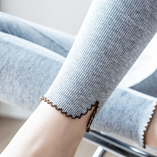 春秋新款裤脚开叉打底裤女加肥大码胖Emm200斤外穿秋季薄款九分裤