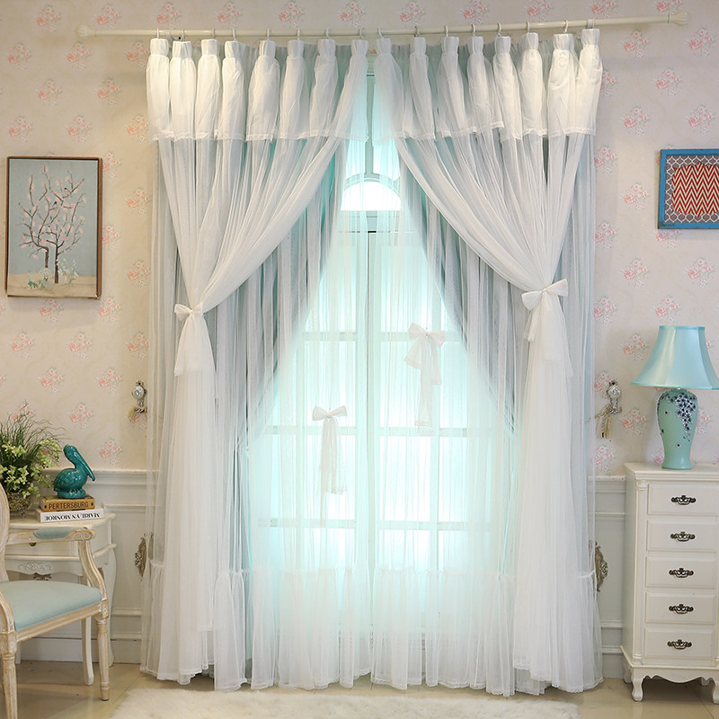 韩式网红窗帘卧室少女公主风梦幻飘窗婚房遮光清新甜美满天星窗帘