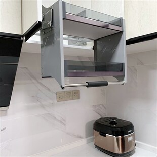 厨房橱柜吊柜升降拉篮阻尼缓冲收纳柜置物架下拉式调味拉篮内置