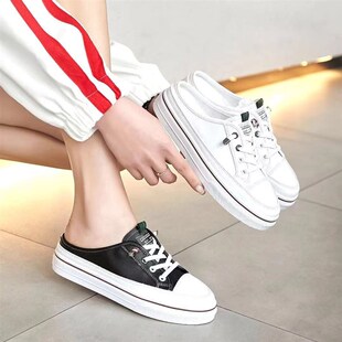 学生平底包头凉拖时尚 韩版 外穿.厚底小白 女夏2021新款 网红半拖鞋