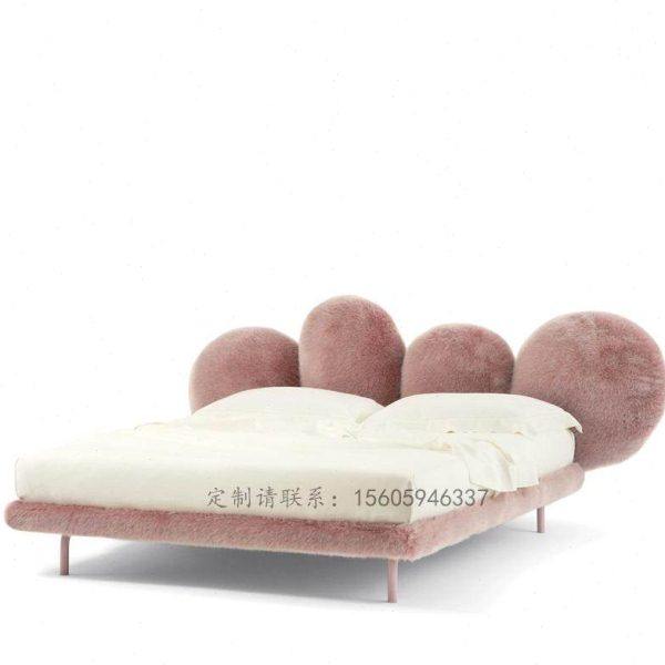 意式轻奢花瓣床可爱儿童房大床粉色布艺公主床酒店民宿样板间定制,住宅家具,布艺床,淘宝优惠券,粉丝福利购,淘宝优惠卷