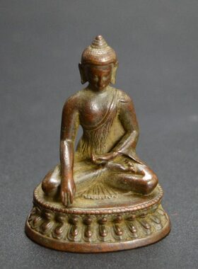 黄铜供奉工艺品袖茶宠便携迷你珍铜摆件释迦摩尼如来器佛仿古古玩