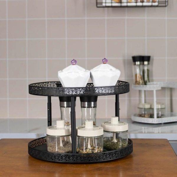 新款厨房可旋转调味料置物架台面家用双层调味油盐酱醋瓶罐收纳架,厨房/烹饪用具,调料置物架,淘宝优惠券,粉丝福利购,淘宝优惠卷