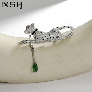 大衣奢华胸针高档女精致配饰子男气质礼物豹西装 徽章胸花别针水晶