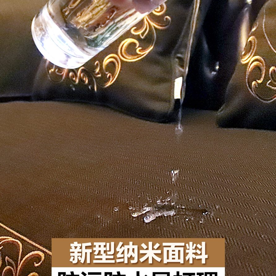 亚麻棉全盖美式皮沙发高档套罩防滑布艺欧式沙发垫四季通用奢华