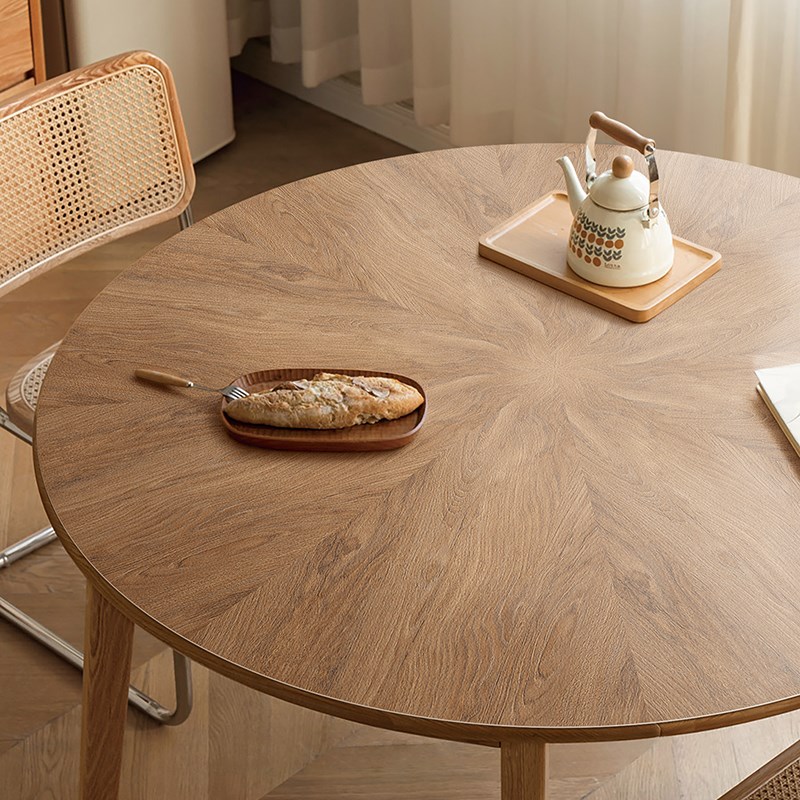 圆形仿木纹防水防油防烫餐桌皮革桌E布免洗桌面保护盖布书桌茶几