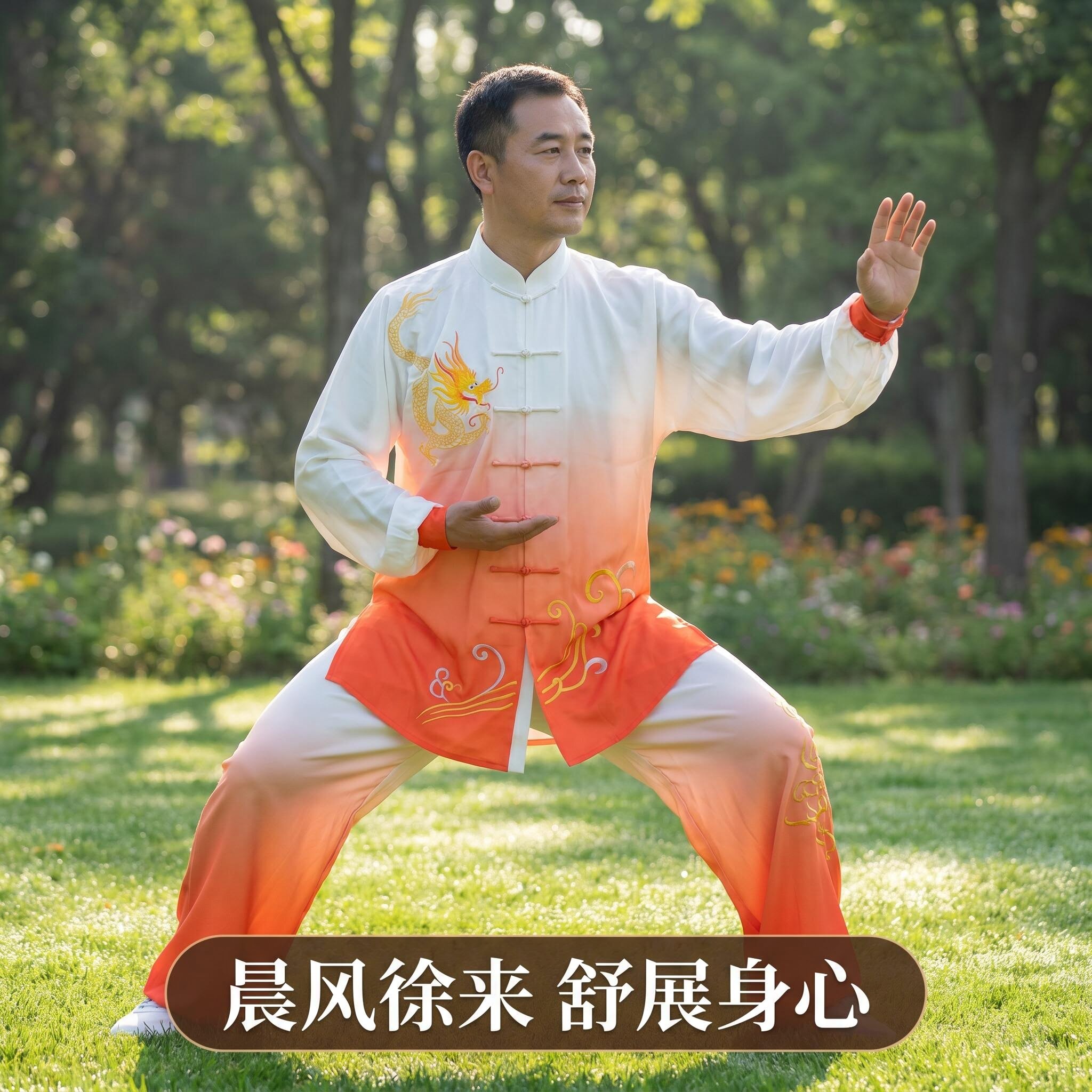 凤小曲新款太极服女时尚凤凰刺绣比赛表演太极拳练功服装男春秋款