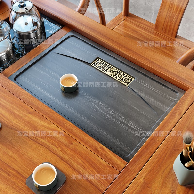 嵌入式茶盘面板定制茶桌漏水盘石盘大理石茶台石板接水托盘下水板