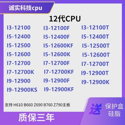 12代cpui9i7i5i312100 12300 12400 12490 12600 127001290012500