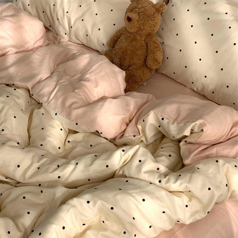 ins波点水洗棉床上用品四件套夏季被套学生宿舍床单三件套非纯棉4