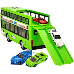 儿童宝宝公共双层巴士公交车玩具超大号中巴车绿色男孩小汽车模型