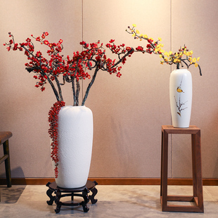 长枝造型傲骨腊梅单枝桃花绢花干花卧室客厅落地插花花瓶花艺装饰