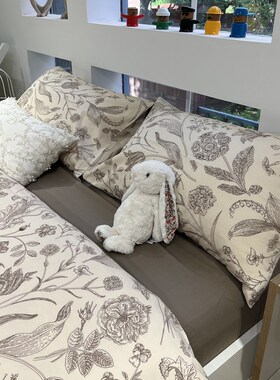 ins美式灰色小碎花加厚磨毛四件套全棉纯棉文艺1.5m1.8米被套床单