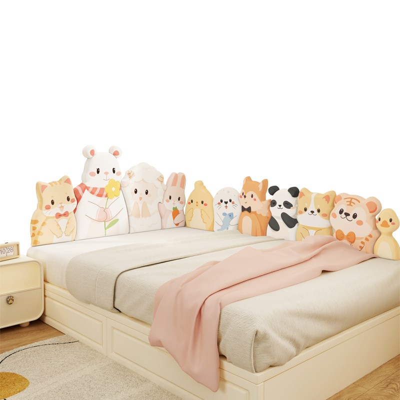儿童房榻榻米软包墙围可爱动物无床头板软包靠背垫防撞护墙贴定制