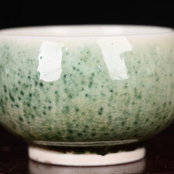 清康熙窑变绿釉督窑官朗廷极督烧窑变酒杯茶杯