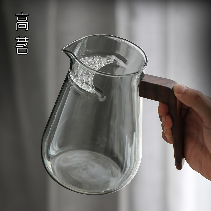 玻璃公道杯大容量1000ml月牙泡茶器绿茶专用O茶壶茶漏一体公杯大