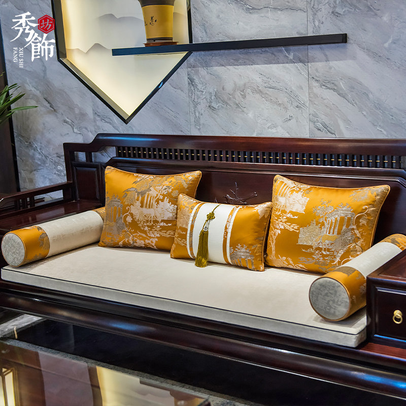 新中式红木沙发坐垫定制古典实木海绵垫座垫套罗汉床乳Y胶垫子防