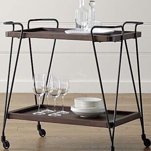 餐盘实木复古餐车移动车厨房小推车铁艺家用双层餐厅酒架茶水车柜