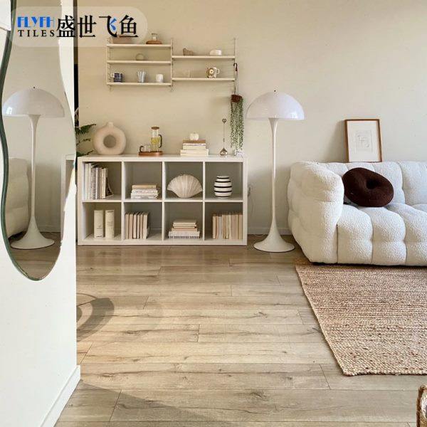 日式现代仿实木瓷砖直边木纹砖200x1200暖灰色客厅餐厅卧室地板砖