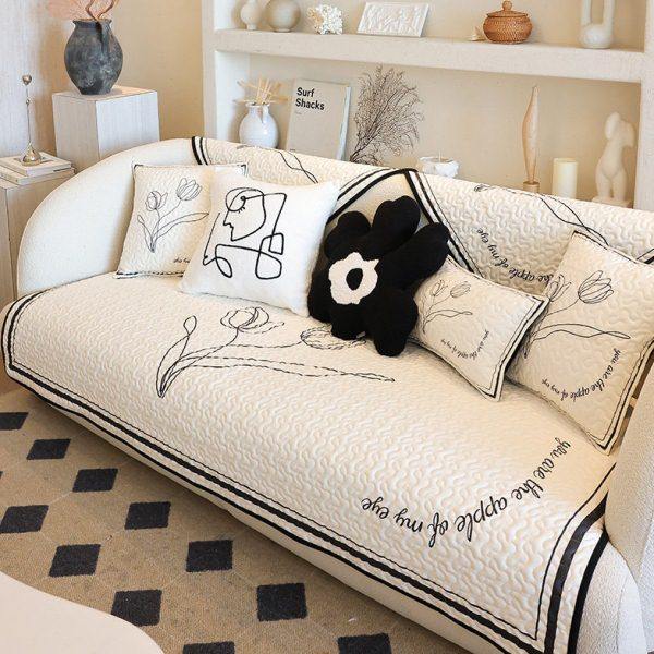 枕西湖 法式轻奢素描沙发垫纯色四季通用百搭防滑沙发巾套可定制,居家布艺,沙发垫,淘宝优惠券,粉丝福利购,淘宝优惠卷