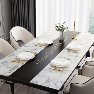 皮革桌布茶几餐桌垫子防水防油免洗E现代轻奢北欧简约家用高档防