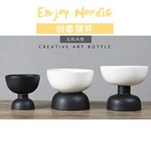 花器黑白创意北欧双软装 客厅品色样板房配饰拼接陶瓷摆件陶瓷家居