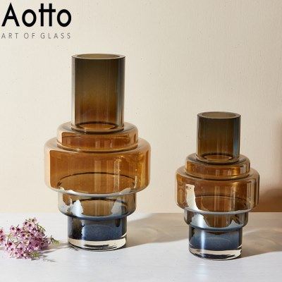 渐变玻璃花瓶彩色吹制插花干花瓶简约水培家居花器摆件工艺品,家居饰品,花瓶,淘宝优惠券,粉丝福利购,淘宝优惠卷