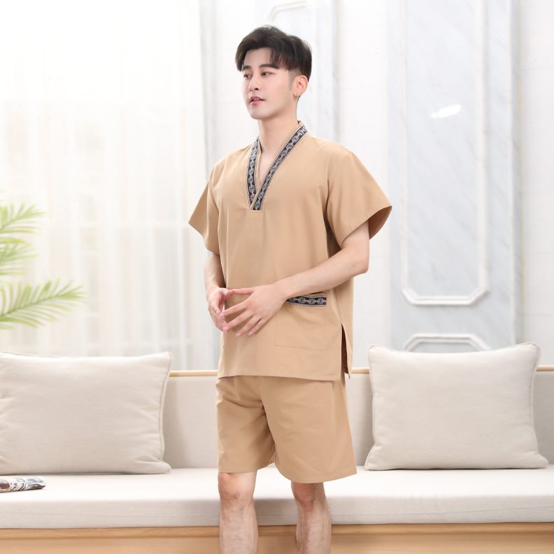 桑拿可爱服一鹿有你浴汗蒸服女纯棉款韩版服全棉情侣式套装按摩服